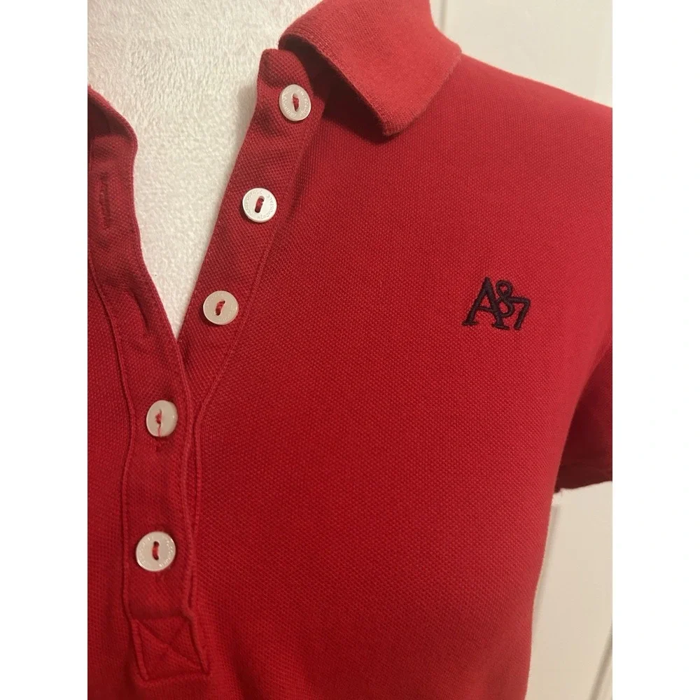 Aeropostale Polo Shirt Womens XL Red Short Sleeve Logo A87 Slim Fit‎ Y2K Preppy